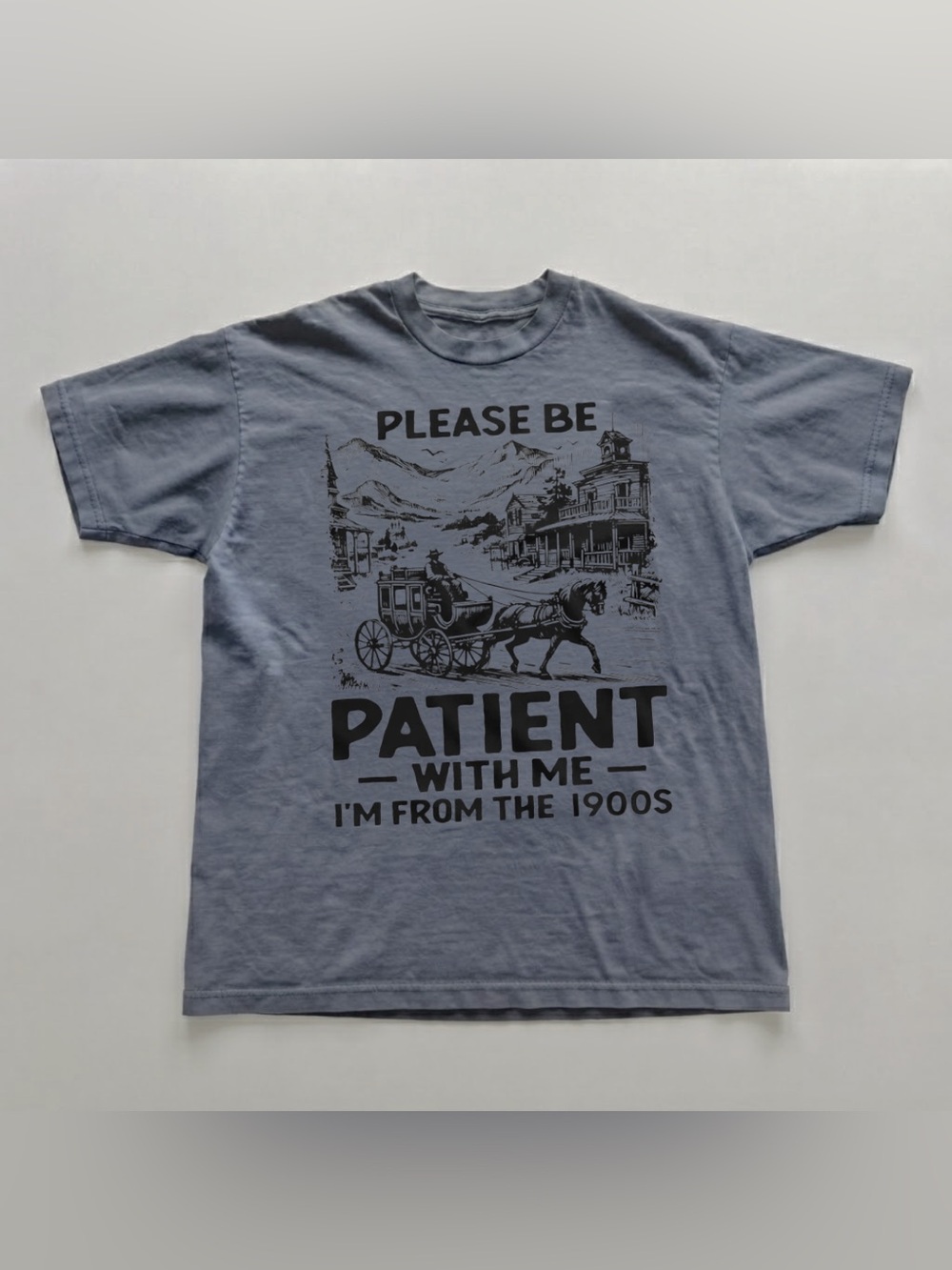 Charcoal 'Please Be Patient' Vintage Horse & Carriage Tee